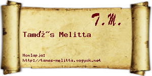 Tamás Melitta névjegykártya